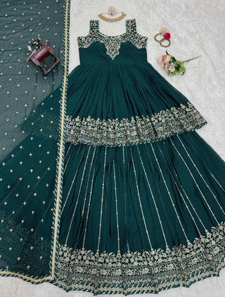 Rama Stunning Faux Georgette Embroidered Lehenga Set ClothsVilla