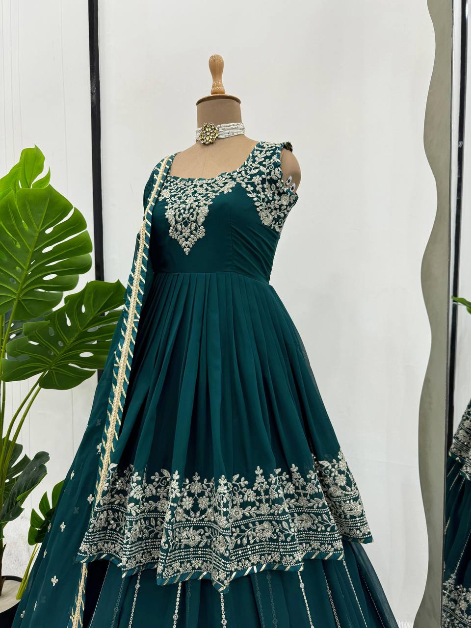 Rama Stunning Faux Georgette Embroidered Lehenga Set ClothsVilla