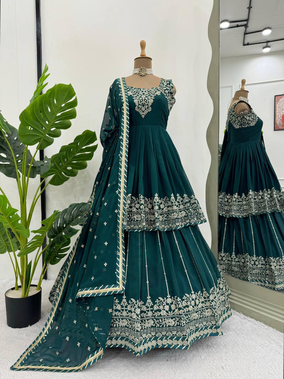 Rama Stunning Faux Georgette Embroidered Lehenga Set ClothsVilla