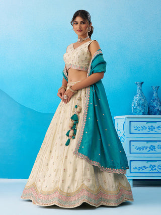 Tissue Sequins Embroidered Semi-Stitched Lehenga & Unstitched Blouse With Dupatta Clothsvilla
