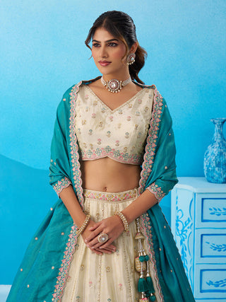Tissue Sequins Embroidered Semi-Stitched Lehenga & Unstitched Blouse With Dupatta Clothsvilla