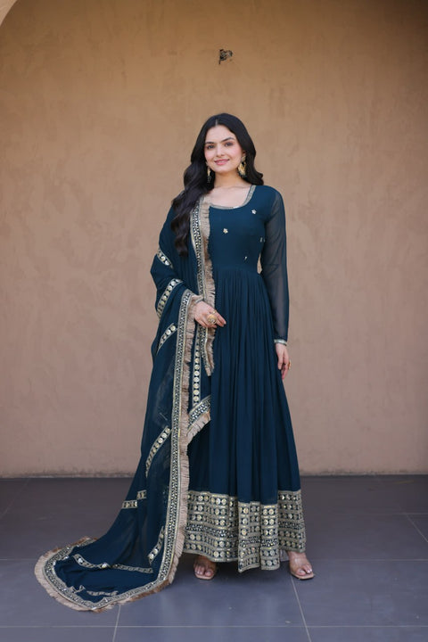 Rama Zari Sequins Anarkali Gown Set ClothsVilla Main image