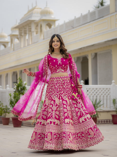 Rani Pink Bridal Lehenga Choli ClothsVilla Main image