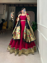 Load image into Gallery viewer, Rani Pink Color Vichitra Silk Lehenga Choli Set with Timeless Paithani Elegance ClothsVilla