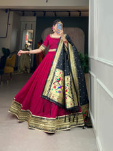 Load image into Gallery viewer, Rani Pink Color Vichitra Silk Lehenga Choli Set with Timeless Paithani Elegance ClothsVilla