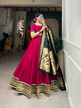 Load image into Gallery viewer, Rani Pink Color Vichitra Silk Lehenga Choli Set with Timeless Paithani Elegance ClothsVilla