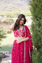 Load image into Gallery viewer, Rani Pink Designer Faux Blooming Lehenga Choli with Shimmering Sequins &amp; Lace ClothsVilla