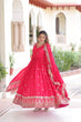 Load image into Gallery viewer, Rani Pink Designer Vichitra Silk Embroidered Anarkali Gown with Sequins Zari Cut-Work Dupatta – Fully Stitched Festive Wear ClothsVilla