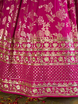 Rani Pink Dola Silk Jacquard Embroidered Lehenga Choli Clothsvilla