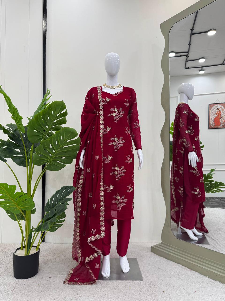 Rani Pink Elegant Crunchy Silk Ensemble ClothsVilla