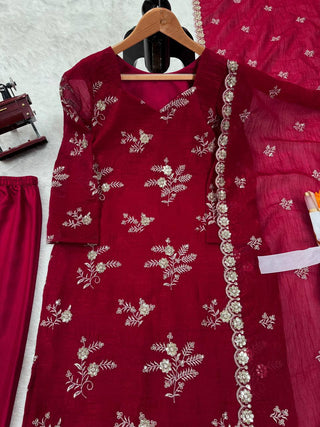 Rani Pink Elegant Crunchy Silk Ensemble ClothsVilla