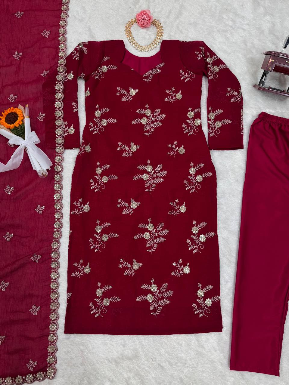 Rani Pink Elegant Crunchy Silk Ensemble ClothsVilla