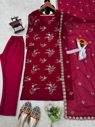 Rani Pink Elegant Crunchy Silk Ensemble ClothsVilla