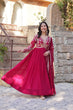 Load image into Gallery viewer, Rani Pink Elegant Embroidered Faux Blooming Gown with Dupatta – Luxe Festive Wear