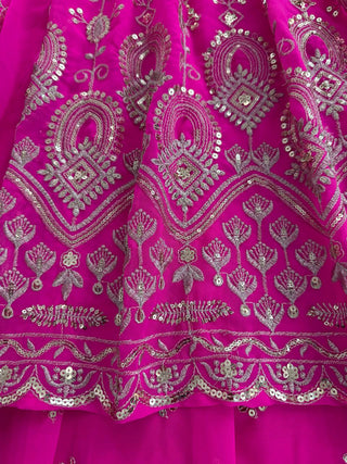Rani Pink Elegant Faux Georgette Thread & Sequin Work Lehenga Set with Dupatta – Fully Stitched ClothsVilla