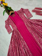 Load image into Gallery viewer, Rani Pink Elegant Party Wear Gown &amp; Long Koti Set with Embroidery and Sequins Clothsvilla