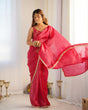 Load image into Gallery viewer, Rani Pink Elegant Ready-to-Wear Gold Crush Tissue Silk Saree with Fully Stitched Blouse - Premium Quality