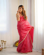 Load image into Gallery viewer, Rani Pink Elegant Ready-to-Wear Gold Crush Tissue Silk Saree with Fully Stitched Blouse - Premium Quality