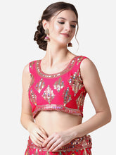Load image into Gallery viewer, Rani Pink Embroidered Malai Satin Lehenga Choli for Parties ClothsVilla