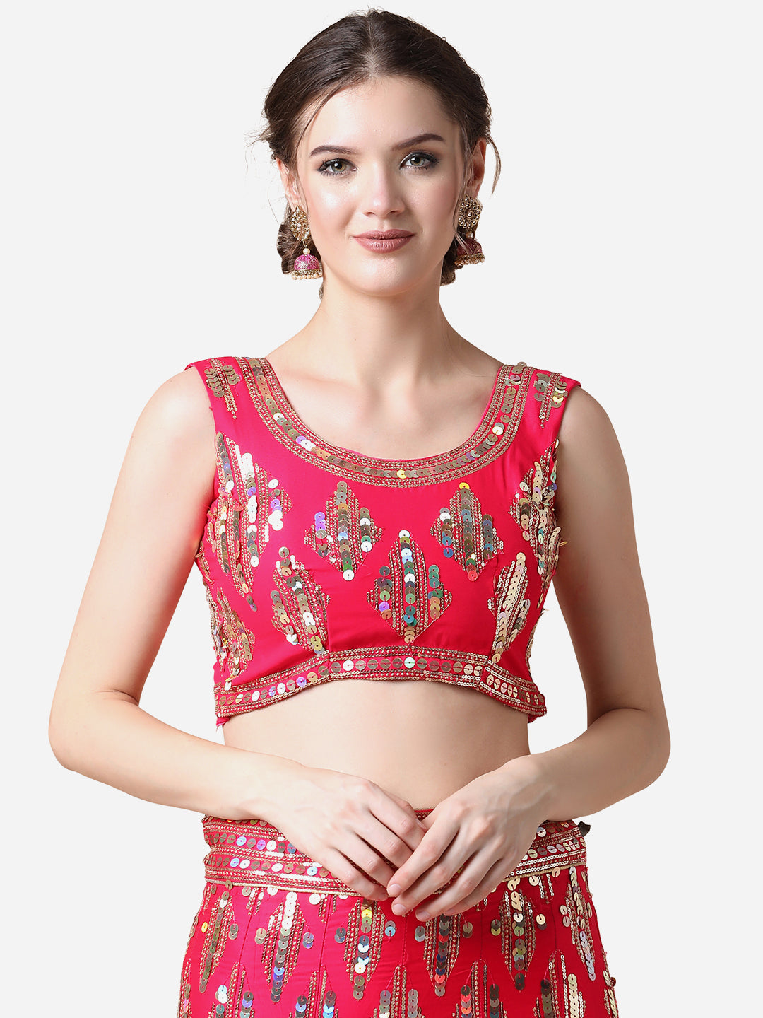 Rani Pink Embroidered Malai Satin Lehenga Choli for Parties ClothsVilla