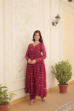 Load image into Gallery viewer, Rani Pink Faux Georgette Foil Print Readymade Top with Pant Set ClothsVilla