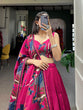 Load image into Gallery viewer, Rani Pink Floral Lehenga Choli with Foil Print &amp; Gotta Patti Dupatta ClothsVilla