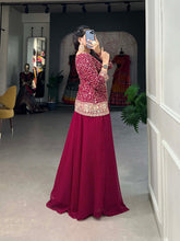 Load image into Gallery viewer, Rani Pink Georgette Sequined Lehenga Choli Set ClothsVilla