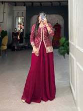 Load image into Gallery viewer, Rani Pink Georgette Sequined Lehenga Choli Set ClothsVilla