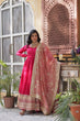 Load image into Gallery viewer, Rani Pink Luxury Shimmer Vichitra Gown with Embroidered Dupatta – Elegance Redefined ClothsVilla