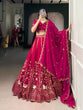 Load image into Gallery viewer, Rani Pink Natural Silk Sequins &amp; Thread Embroidered Lehenga Choli Set with Organza Dupatta – Stitched 4-Meter Flair Lehenga with Double Cancan &amp; Designer Unstitched Blouse ClothsVilla
