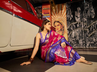 Regal Rani Pink Patola Silk Saree with Exquisite Weaving Work ClothsVilla