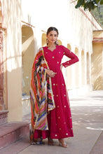 Load image into Gallery viewer, Rani Pink Premium Designer Readymade Gown with Embroidered Zari &amp; Sequins ClothsVilla