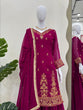 Load image into Gallery viewer, Rani Pink Premium Faux Georgette Embroidered Set with Plazo &amp; Dupatta