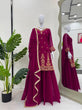 Load image into Gallery viewer, Rani Pink Premium Faux Georgette Embroidered Set with Plazo &amp; Dupatta
