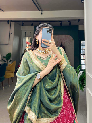Rani Pink Pure Viscose Jacquard Lehenga Choli with Zardosi Work ClothsVilla