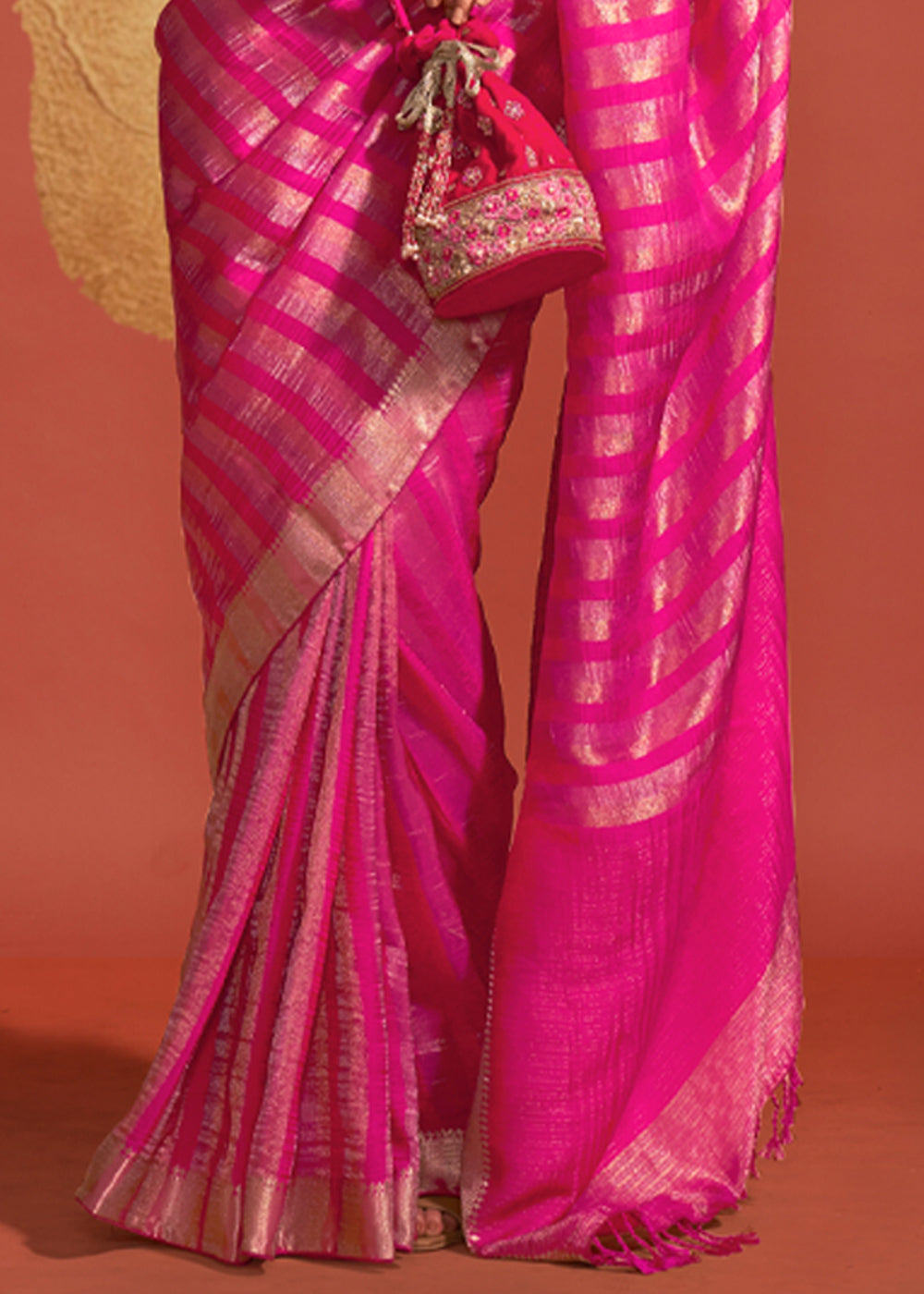 Rani Pink Regal Banarasi Blended Silk Saree with Timeless Intricate Design ClothsVilla
