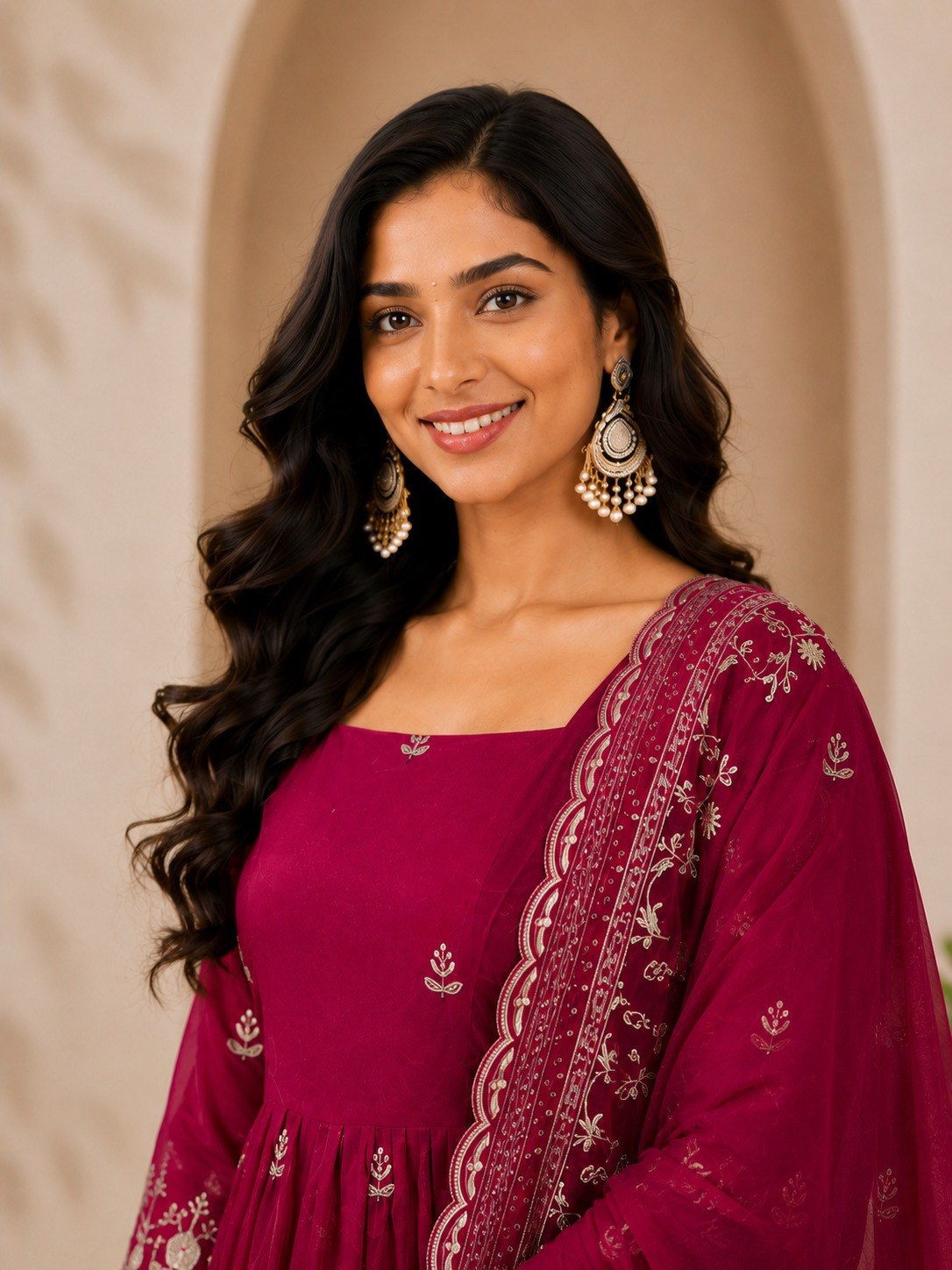 Rani Pink Satin Anarkali Gown ClothsVilla
