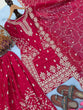 Load image into Gallery viewer, Rani Pink Silk Heavy Embroidered Kurta Palazzo Set with Dupatta Festive Wear ClothsVilla