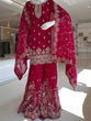 Load image into Gallery viewer, Rani Pink Silk Heavy Embroidered Kurta Palazzo Set with Dupatta Festive Wear ClothsVilla