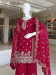 Load image into Gallery viewer, Rani Pink Silk Heavy Embroidered Kurta Palazzo Set with Dupatta Festive Wear ClothsVilla