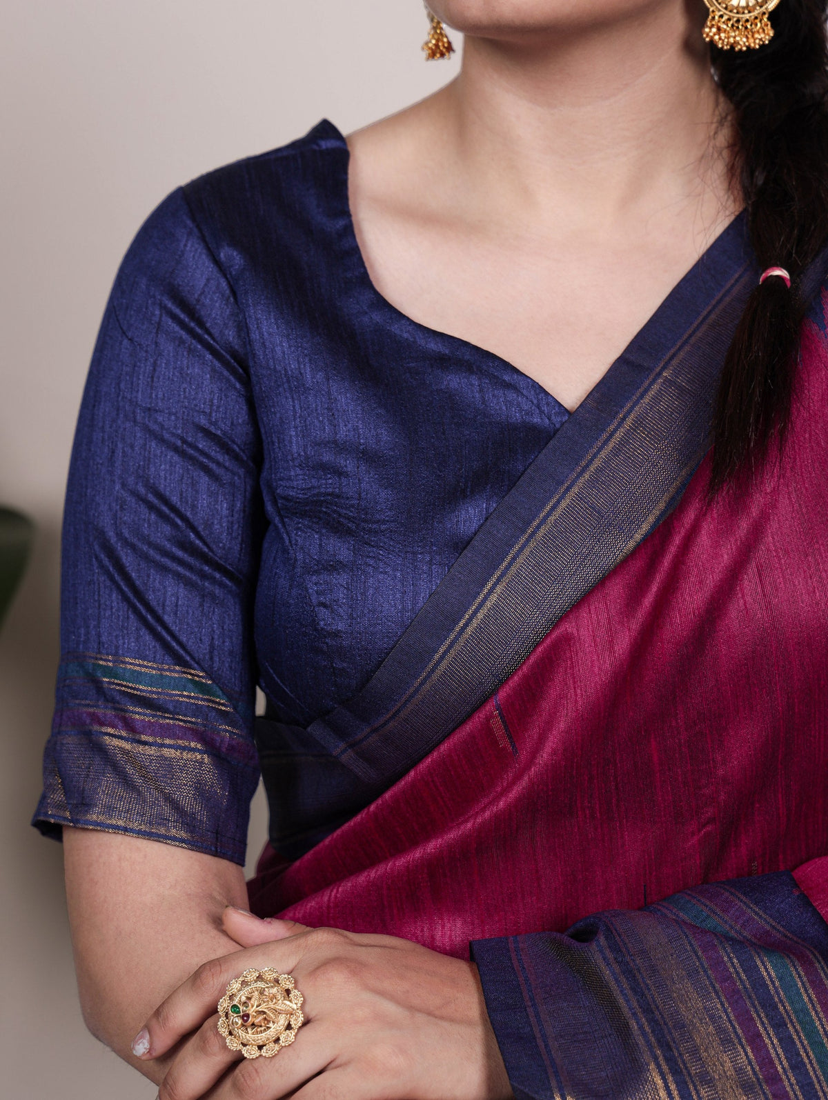 Rani Pink Silk Zari Weaving Saree ClothsVilla