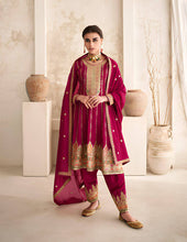 Load image into Gallery viewer, Rani Pink Vichitra Embroidered Salwar Suit with Dupatta ClothsVilla