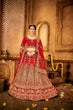 Load image into Gallery viewer, Ravishing Red Velvet Bridal Lehenga Choli Embroidered with Sequins &amp; Stones ClothsVilla