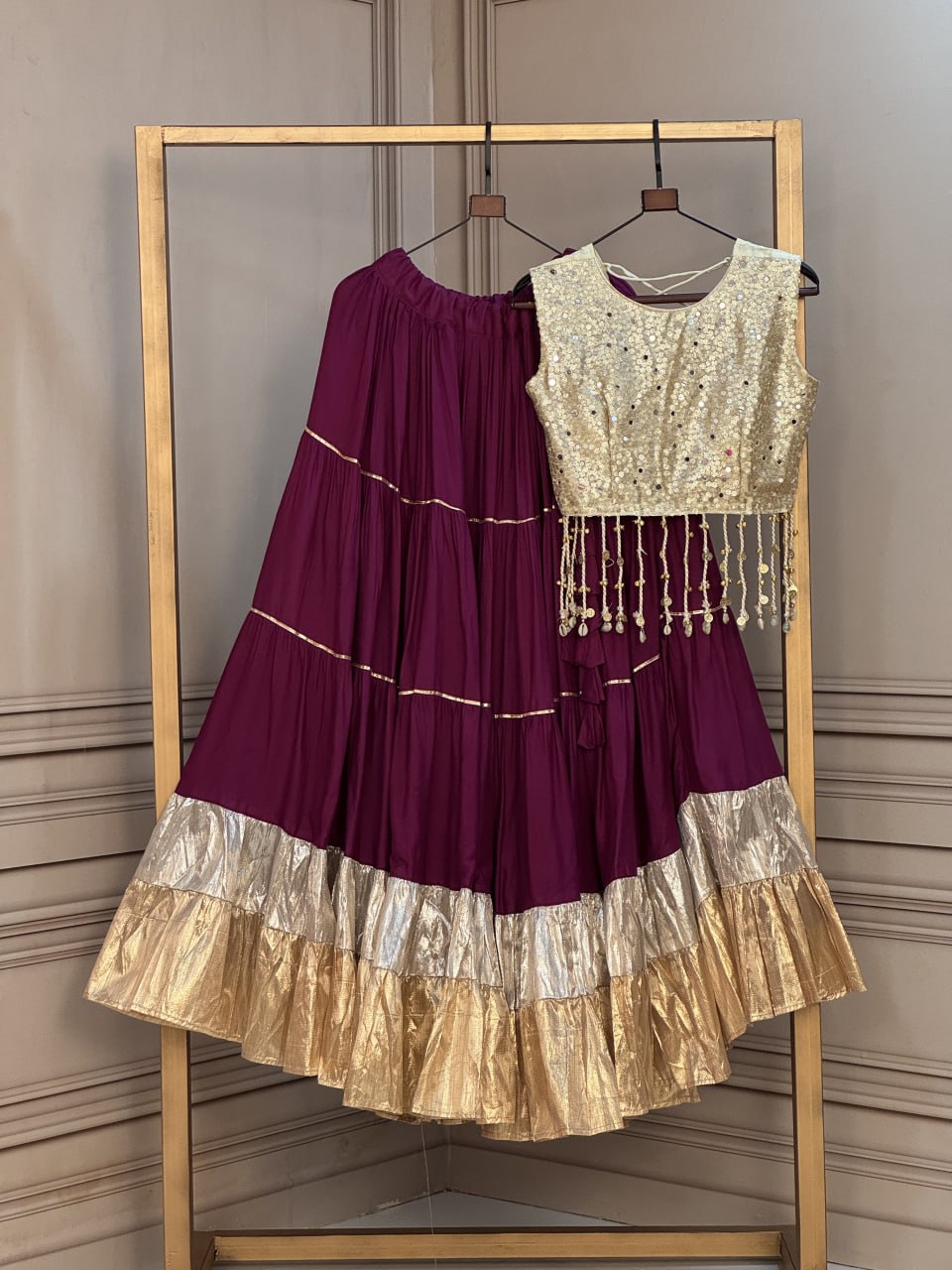 Rayon Flair Lehenga with Mirror Work Blouse ClothsVilla