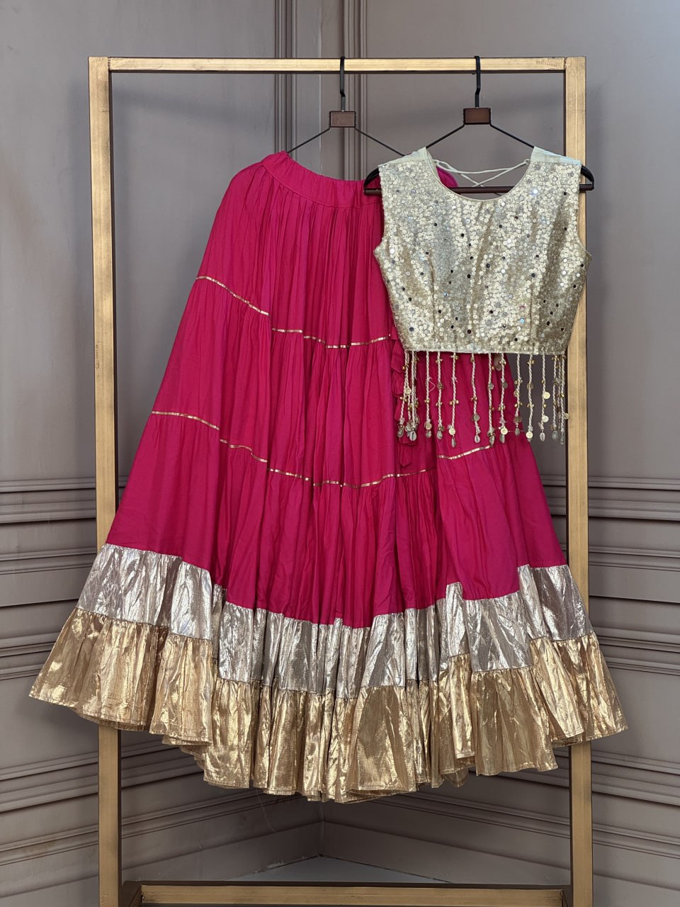 Rayon Flair Lehenga with Mirror Work Blouse ClothsVilla