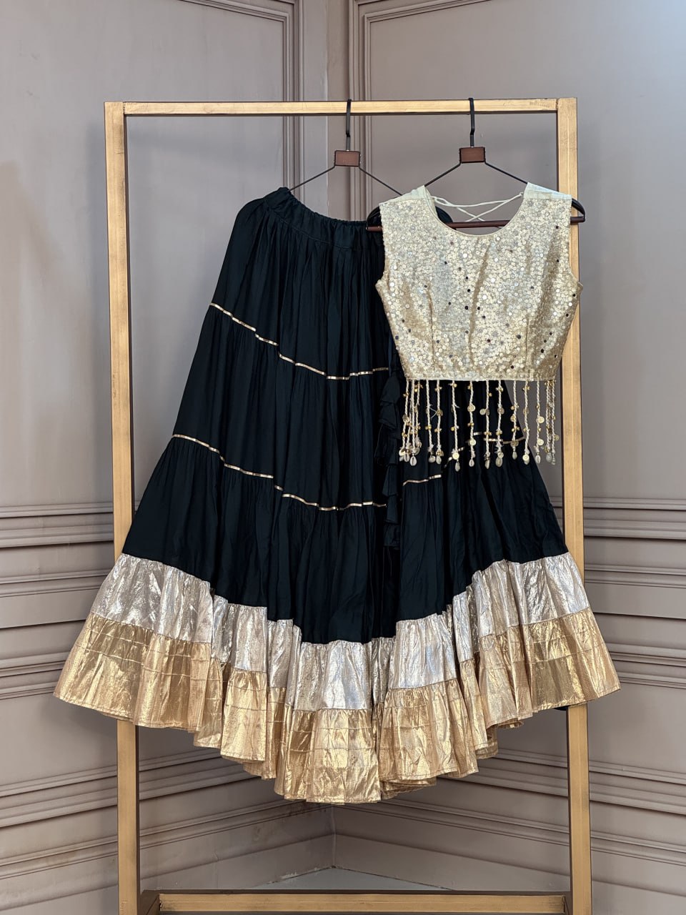 Rayon Flair Lehenga with Mirror Work Blouse ClothsVilla