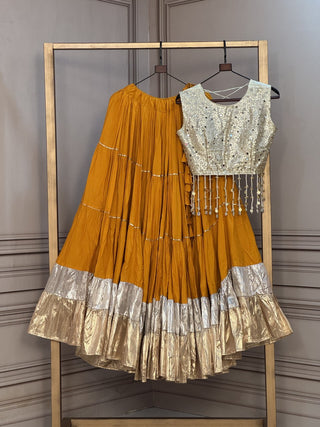 Rayon Flair Lehenga with Mirror Work Blouse ClothsVilla