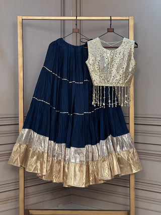 Rayon Flair Lehenga with Mirror Work Blouse ClothsVilla