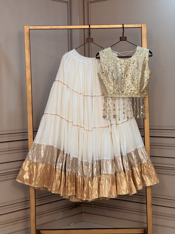 Rayon Flair Lehenga with Mirror Work Blouse ClothsVilla