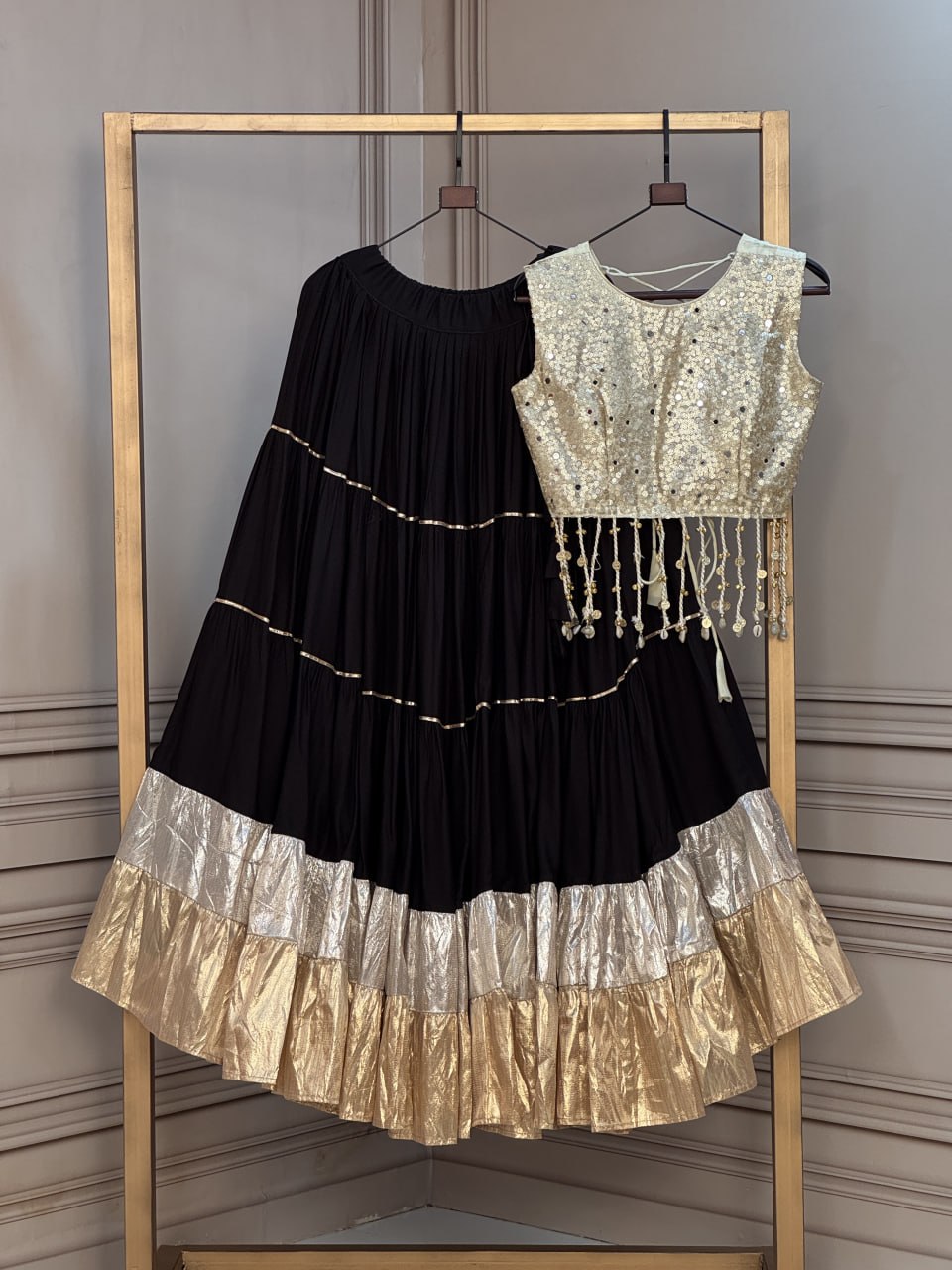 Rayon Flair Lehenga with Mirror Work Blouse ClothsVilla